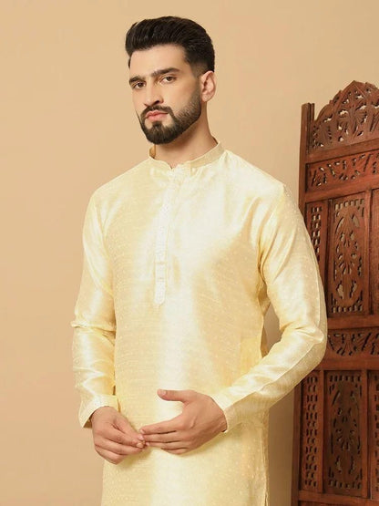 Men's Kurta Pajama Set - Light Golden (Diwali Special)