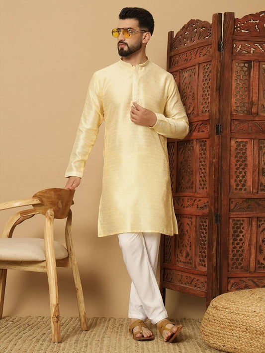 Men's Kurta Pajama Set - Light Golden (Diwali Special)