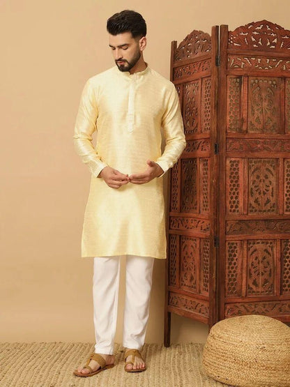 Men's Kurta Pajama Set - Light Golden (Diwali Special)