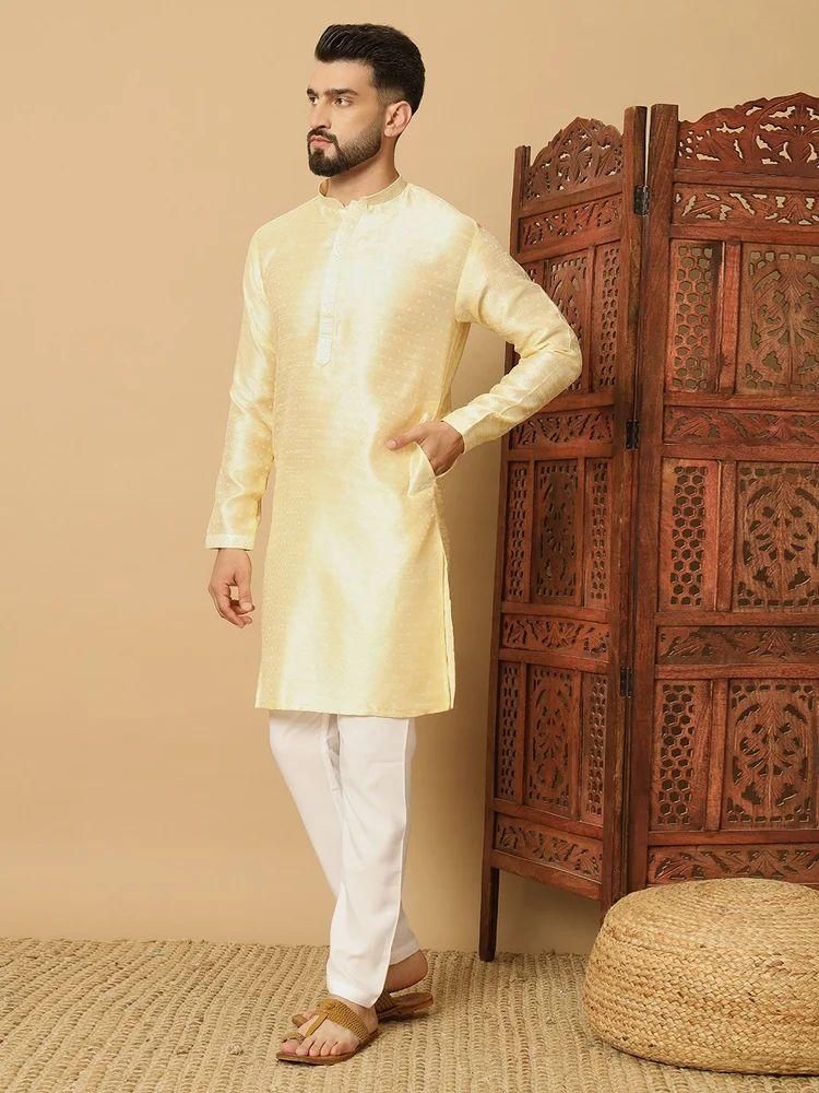 Men's Kurta Pajama Set - Light Golden (Diwali Special)
