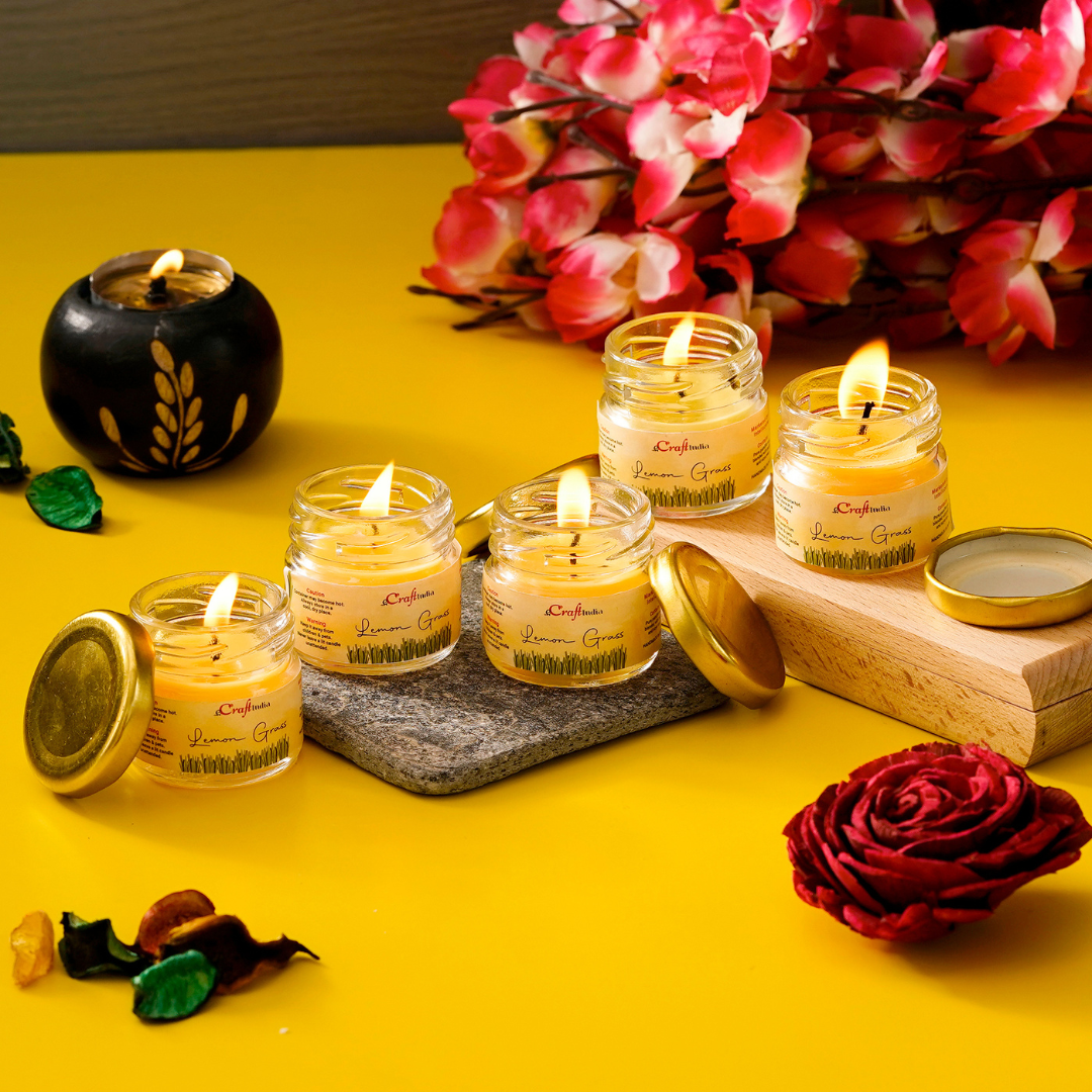Set of 5 Lemon Grass Scented Candles (Diwali Special)