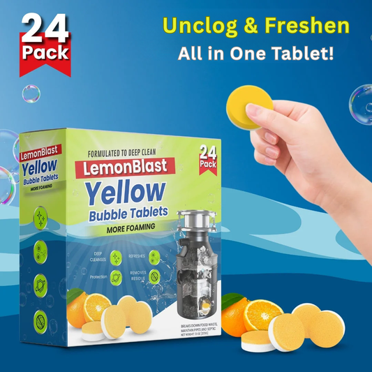 LemonBlast Yellow Bubble Tablets (24 Pcs) - Cleaning + Deodorizing + Insect Repellent